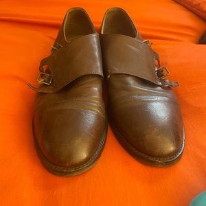 Banana Republic brown leather strap buckle shoes